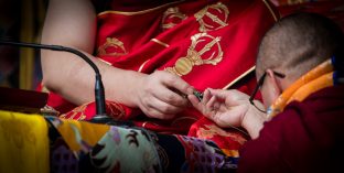 Thaye Dorje, His Holiness the 17th Gyalwa Karmapa, gives a Chenresig empowerment at Karma Temple, Bodh Gaya, India, December 2019. Photo / Norbu Zangpo