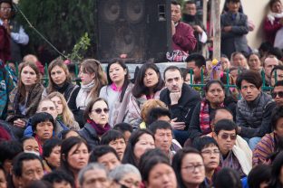 Thaye Dorje, His Holiness the 17th Gyalwa Karmapa, gives a Chenresig empowerment at Karma Temple, Bodh Gaya, India, December 2019. Photo / Norbu Zangpo