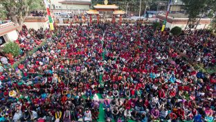 Thaye Dorje, His Holiness the 17th Gyalwa Karmapa, gives a Chenresig empowerment at Karma Temple, Bodh Gaya, India, December 2019. Photo / Norbu Zangpo