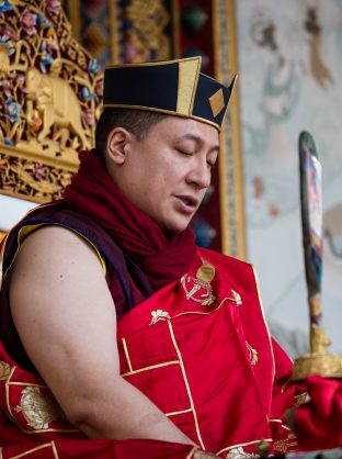 Thaye Dorje, His Holiness the 17th Gyalwa Karmapa, gives a Chenresig empowerment at Karma Temple, Bodh Gaya, India, December 2019. Photo / Norbu Zangpo