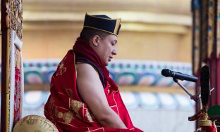 Thaye Dorje, His Holiness the 17th Gyalwa Karmapa, gives a Chenresig empowerment at Karma Temple, Bodh Gaya, India, December 2019. Photo / Norbu Zangpo