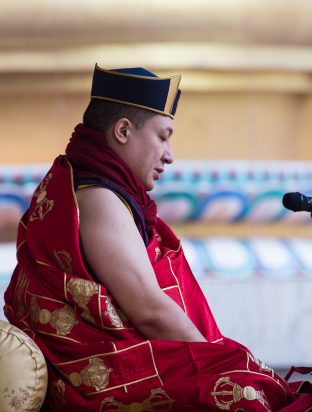 Thaye Dorje, His Holiness the 17th Gyalwa Karmapa, gives a Chenresig empowerment at Karma Temple, Bodh Gaya, India, December 2019. Photo / Norbu Zangpo