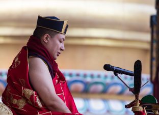 Thaye Dorje, His Holiness the 17th Gyalwa Karmapa, gives a Chenresig empowerment at Karma Temple, Bodh Gaya, India, December 2019. Photo / Norbu Zangpo