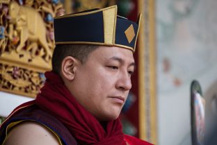 Thaye Dorje, His Holiness the 17th Gyalwa Karmapa, gives a Chenresig empowerment at Karma Temple, Bodh Gaya, India, December 2019. Photo / Norbu Zangpo