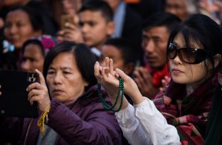 Thaye Dorje, His Holiness the 17th Gyalwa Karmapa, gives a Chenresig empowerment at Karma Temple, Bodh Gaya, India, December 2019. Photo / Norbu Zangpo