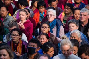 Thaye Dorje, His Holiness the 17th Gyalwa Karmapa, gives a Chenresig empowerment at Karma Temple, Bodh Gaya, India, December 2019. Photo / Norbu Zangpo