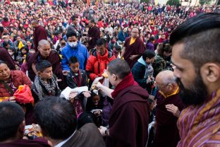 Thaye Dorje, His Holiness the 17th Gyalwa Karmapa, gives a Chenresig empowerment at Karma Temple, Bodh Gaya, India, December 2019. Photo / Norbu Zangpo