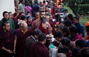 Thaye Dorje, His Holiness the 17th Gyalwa Karmapa, gives a Chenresig empowerment at Karma Temple, Bodh Gaya, India, December 2019. Photo / Norbu Zangpo