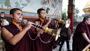 Thaye Dorje, His Holiness the 17th Gyalwa Karmapa, gives a Chenresig empowerment at Karma Temple, Bodh Gaya, India, December 2019. Photo / Norbu Zangpo