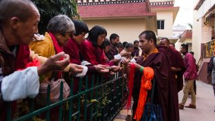 Thaye Dorje, His Holiness the 17th Gyalwa Karmapa, gives a Chenresig empowerment at Karma Temple, Bodh Gaya, India, December 2019. Photo / Norbu Zangpo