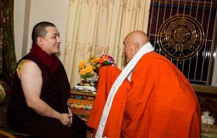 Thaye Dorje, His Holiness the 17th Gyalwa Karmapa, gives a Chenresig empowerment at Karma Temple, Bodh Gaya, India, December 2019. Photo / Norbu Zangpo