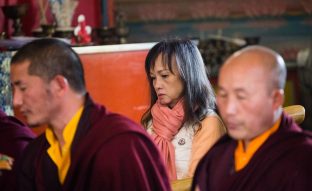 Thaye Dorje, His Holiness the 17th Gyalwa Karmapa, presides over a fire puja at His Eminence Beru Khyentse Rinpoche's guest house, India, December 2019. Photo / Norbu Zangpo