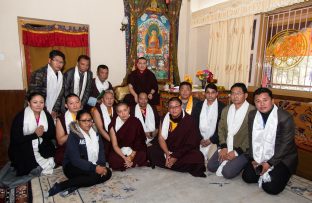 Thaye Dorje, His Holiness the 17th Gyalwa Karmapa, presides over aspiration prayers on the final day of the 2019 Kagyu Monlam, Bodh Gaya, India. Photo / Norbu Zangpo