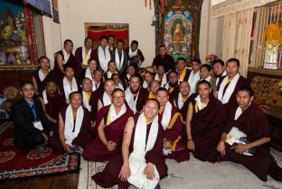 Thaye Dorje, His Holiness the 17th Gyalwa Karmapa, presides over aspiration prayers on the final day of the 2019 Kagyu Monlam, Bodh Gaya, India. Photo / Norbu Zangpo