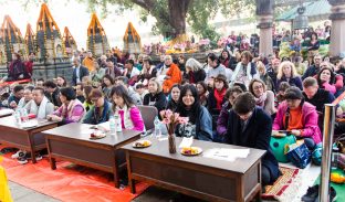 Thaye Dorje, His Holiness the 17th Gyalwa Karmapa, presides over aspiration prayers on the final day of the 2019 Kagyu Monlam, Bodh Gaya, India. Photo / Norbu Zangpo