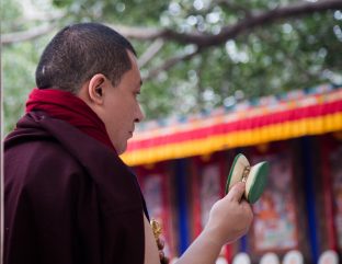 Thaye Dorje, His Holiness the 17th Gyalwa Karmapa, presides over aspiration prayers on the final day of the 2019 Kagyu Monlam, Bodh Gaya, India. Photo / Norbu Zangpo