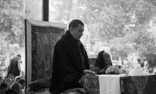 Thaye Dorje, His Holiness the 17th Gyalwa Karmapa, presides over aspiration prayers on the final day of the 2019 Kagyu Monlam, Bodh Gaya, India. Photo / Norbu Zangpo