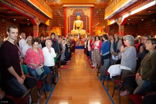 Thaye Dorje, His Holiness the 17th Gyalwa Karmapa, Sangyumla and Thugseyla at Dhagpo Kundreul Ling in Le Bost, France