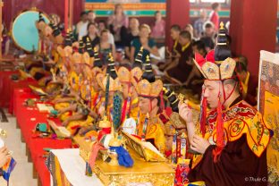 Thaye Dorje, His Holiness the 17th Gyalwa Karmapa, leads the final Chakrasamvara puja