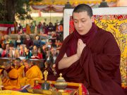 Thaye Dorje, His Holiness the 17th Gyalwa Karmapa, at the Kagyu Monlam in Bodh Gaya, December 2017