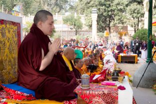 Thaye Dorje, His Holiness the 17th Gyalwa Karmapa, at the Kagyu Monlam in Bodh Gaya