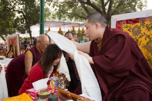 Karmapa blesses Katherine Cheng, a key sponsor and supporter of Karmapa’s activities