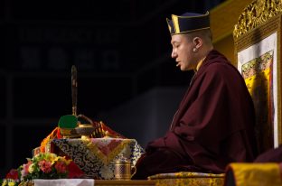 Thaye Dorje, His Holiness the 17th Gyalwa Karmapa, gives a Chenresig empowerment to around 2,000 people in Hong Kong