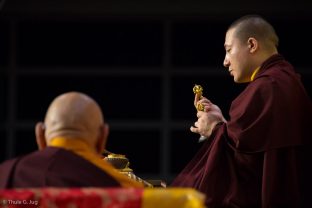 Thaye Dorje, His Holiness the 17th Gyalwa Karmapa, attends a Mahakala puja in Hong Kong