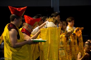 Symbolic offerings made during the puja for the deceased, led by Thaye Dorje, His Holiness the 17th Gyalwa Karmapa