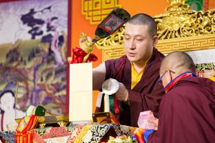 Thaye Dorje, His Holiness the 17th Gyalwa Karmapa, leads a puja for the deceased, Hong Kong