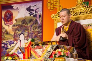 Thaye Dorje, His Holiness the 17th Gyalwa Karmapa, leads a puja for the deceased, Hong Kong