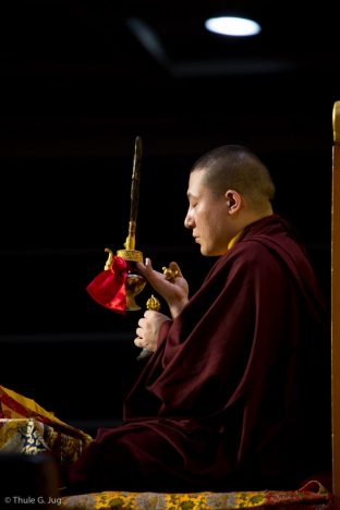 Thaye Dorje, His Holiness the 17th Gyalwa Karmapa, leads a puja for the deceased, in Hong Kong