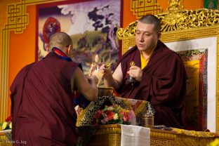 Thaye Dorje, His Holiness the 17th Gyalwa Karmapa, leads a puja for the deceased, Hong Kong