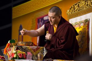 Thaye Dorje, His Holiness the 17th Gyalwa Karmapa, leads a puja for the deceased, Hong Kong