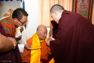 Thaye Dorje, His Holiness the 17th Gyalwa Karmapa, visits the Bodhi Path Tara Buddhist Centre of Lama Jakarla in Hong Kong