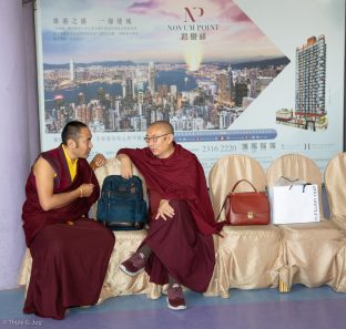 Nendo Tenam Rinpoche and Venerable Shangpa Rinpoche during the fish release ceremony