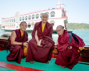 His Eminence 4th Jamgon Kongtrul Rinpoche, Karma Mingyur Dragpa Senge, takes part in the traditional fish release ceremony in Hong Kong