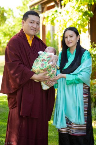 Thaye Dorje, His Holiness the 17th Gyalwa Karmapa, and Sangyumla Rinchen Yangzom, with Thugsey (their son)