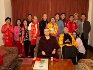 Karmapa with a group from Indonesia and China, kindly brought together by Master Shiah Jing Shan