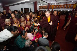 Karmapa blesses students during the empowerment