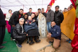 Symbolic groundbreaking ceremony for the new monastery Karma Karsal Ling
