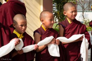 Young monks await Karmapa's arrival at KIBI