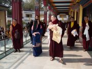 Karmapa, Sangyumla Rinchen Yangzom and their son Thugsey arrive at KIBI.