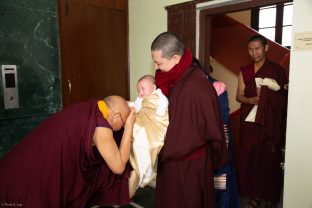 Solponla Tsultrim Namgyal, Karmapa's Senior Attendant, welcomes Thugsey to KIBI