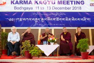 Day three of the Fourth International Karma Kagyu Meeting in Bodh Gaya. Jigme Rinpoche, Karmapa's General Secretary, addresses those in attendance