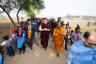 Thaye Dorje, His Holiness the 17th Gyalwa Karmapa, visits the Bodhi Tree School in Bodh Gaya