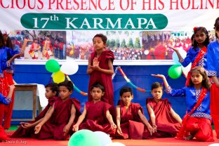 Thaye Dorje, His Holiness the 17th Gyalwa Karmapa, visits the Bodhi Tree School in Bodh Gaya