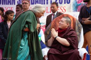 Thaye Dorje, His Holiness the 17th Gyalwa Karmapa, visits the Bodhi Tree School in Bodh Gaya