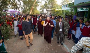 Thaye Dorje, His Holiness the 17th Gyalwa Karmapa, visits the Bodhi Tree School in Bodh Gaya