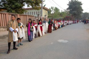 Karmapa arrives at Karma Temple, Bodh Gaya, December 2018